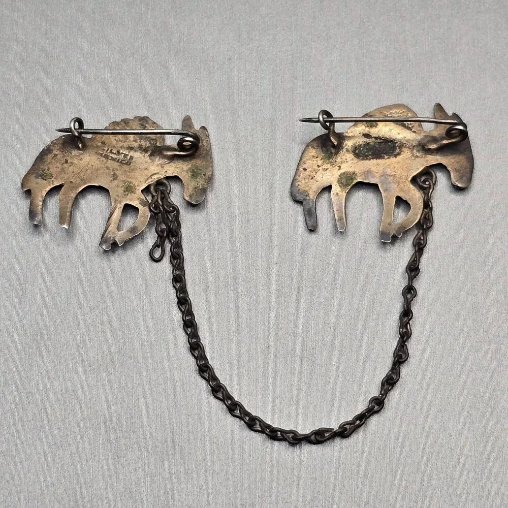 VTG Los Castillo Silver Donkey Brooch 3" Partial 2 Mule Pin Mexico - Picture 5 of 13